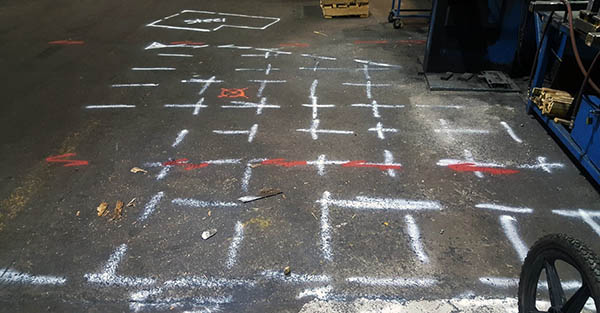 Using GPR to Locate Interior Utilities/ Hydraulic Pipes Prior to Drilling at Steel Fabrication Shop 